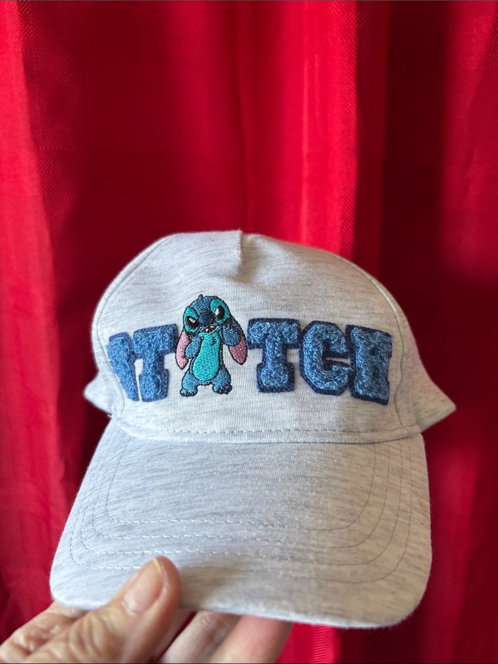 Disney Light Gray Stitch Embroidered Baseball Cap